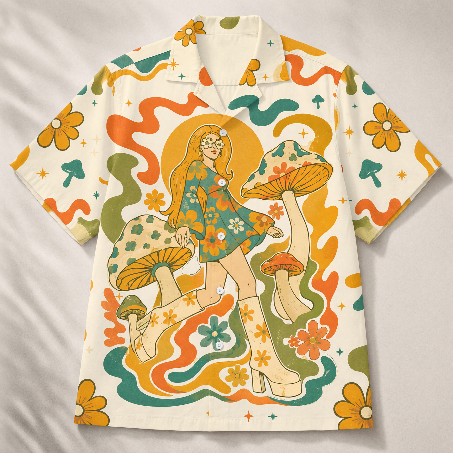 Mushroom Girl Mushroom Nature Women's 3D Hawaiian Shirt