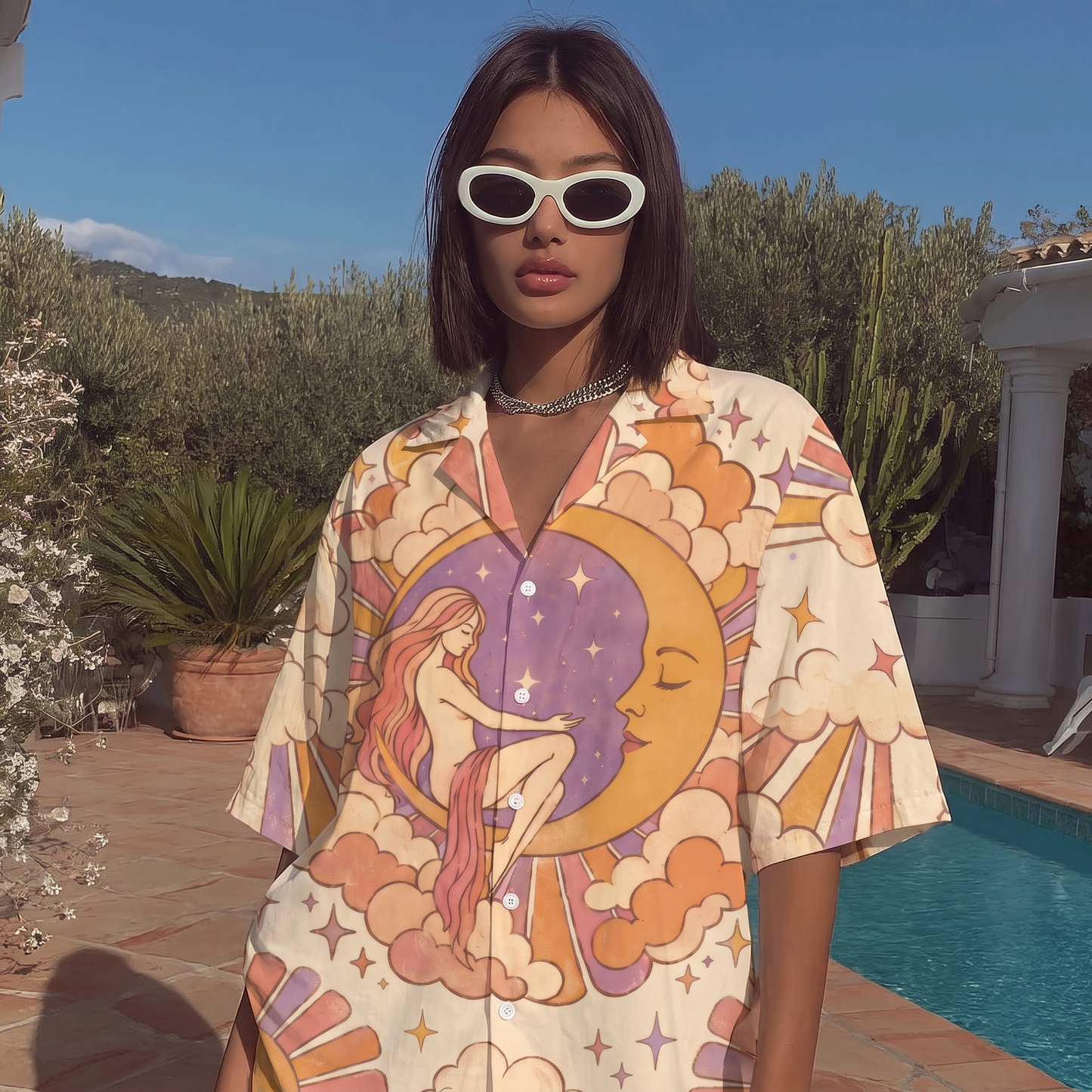 Moon Goddess Sun & Moon Women's 3D Hawaiian Shirt