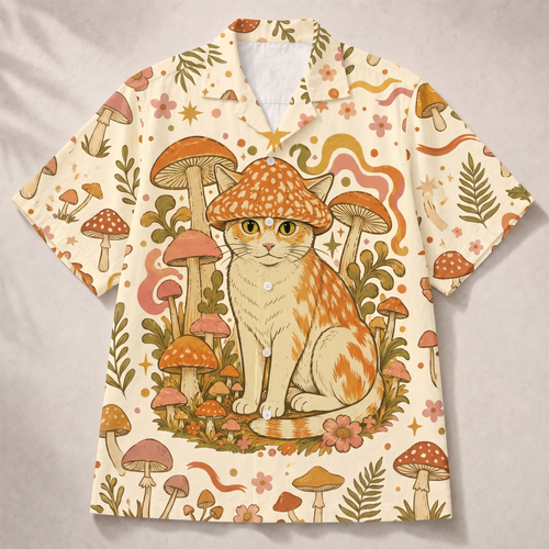 Mushroom Hat Cat Women's 3D Hawaiian Shirt