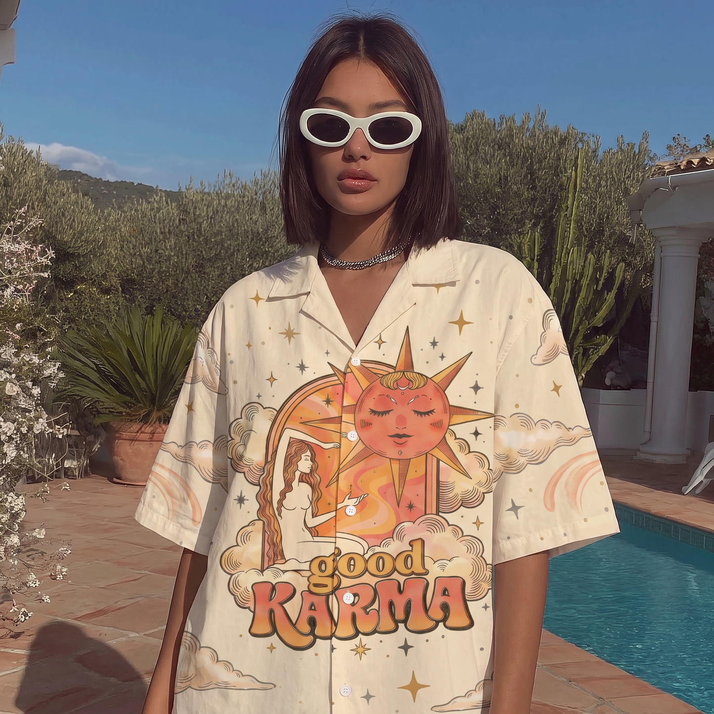 Good Karma Sun & Moon Women's 3D Hawaiian Shirt
