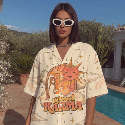 Good Karma Sun & Moon Women's 3D Hawaiian Shirt