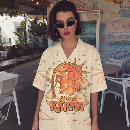 Good Karma Sun & Moon Women's 3D Hawaiian Shirt