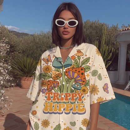 TRIPPY Hippie Happiness Kindness Peace Women's 3D Hawaiian Shirt