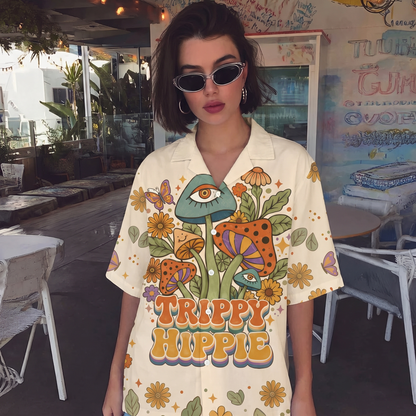 TRIPPY Hippie Happiness Kindness Peace Women's 3D Hawaiian Shirt