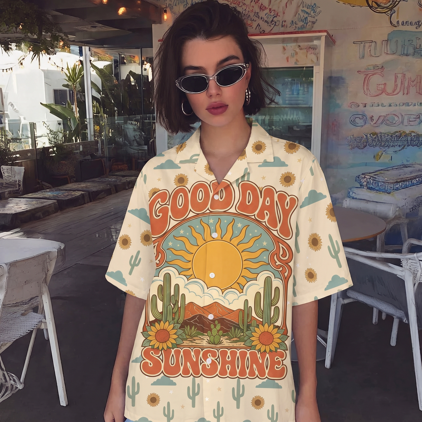 Good Day Sunshine Sun & Moon Women's 3D Hawaiian Shirt