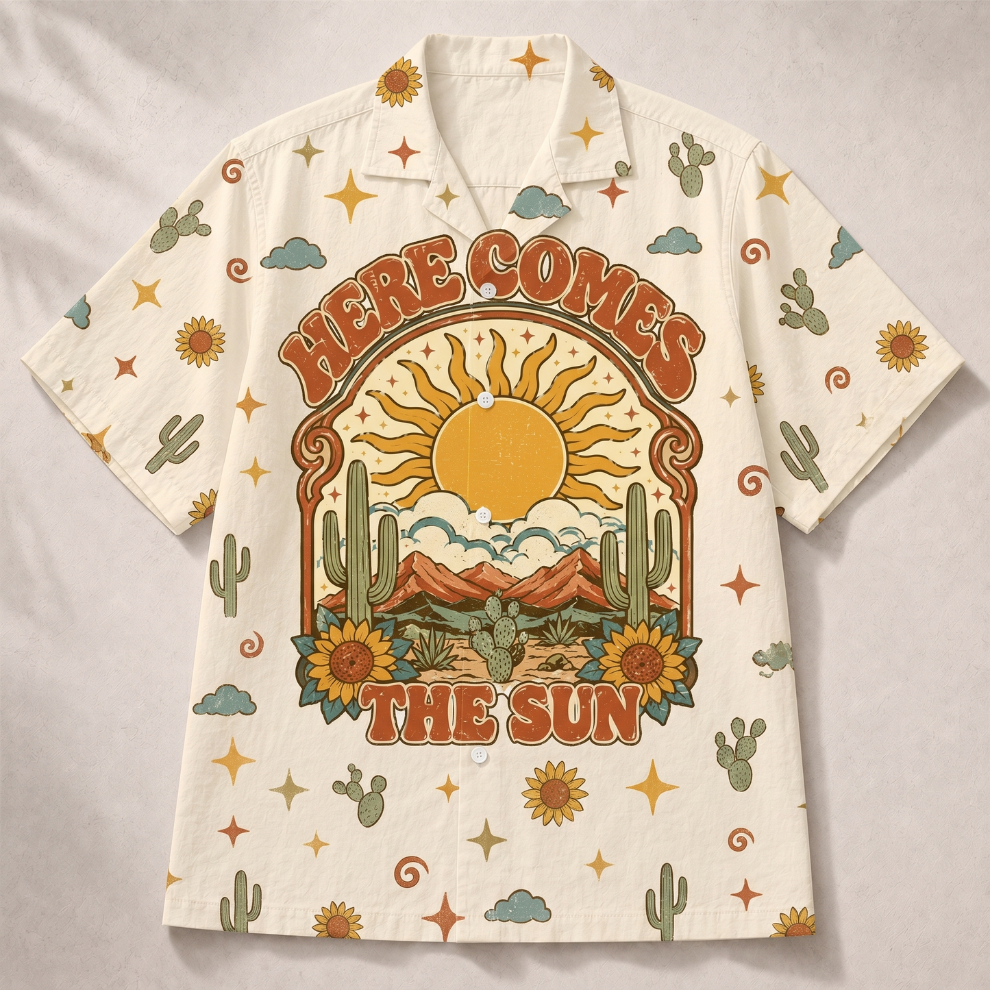 Here Comes The Sun Sun & Moon Women's 3D Hawaiian Shirt