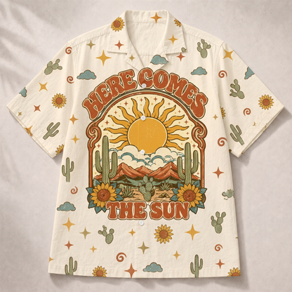 Here Comes The Sun Sun & Moon Women's 3D Hawaiian Shirt