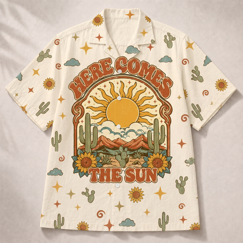 Here Comes The Sun Sun & Moon Women's 3D Hawaiian Shirt