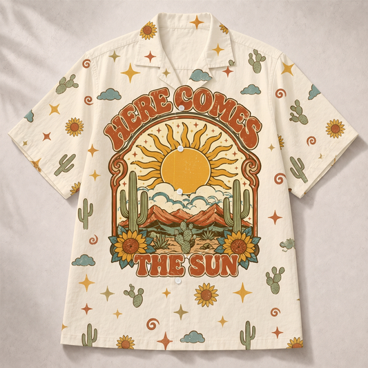 Here Comes The Sun Sun & Moon Women's 3D Hawaiian Shirt