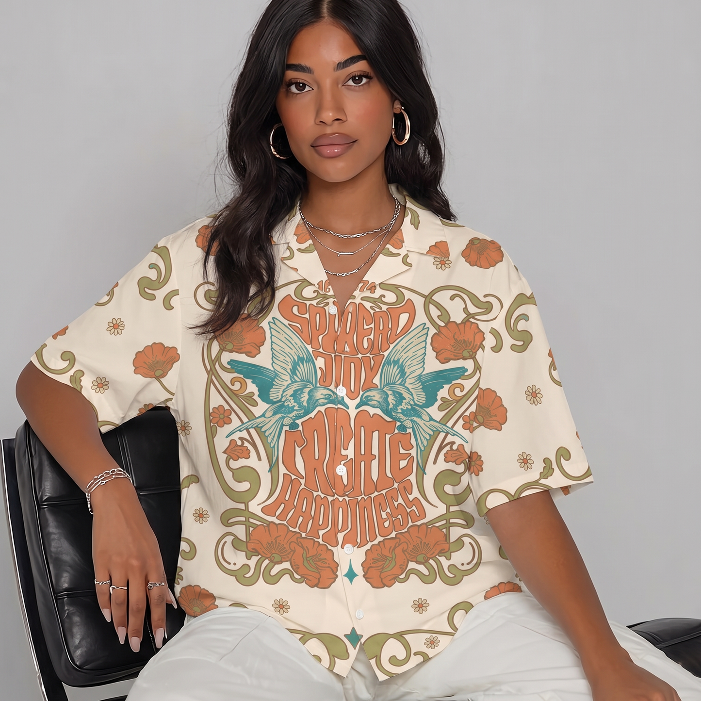 Spread Joy Create Happiness Kindness Peace Women's 3D Hawaiian Shirt