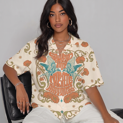 Spread Joy Create Happiness Kindness Peace Women's 3D Hawaiian Shirt