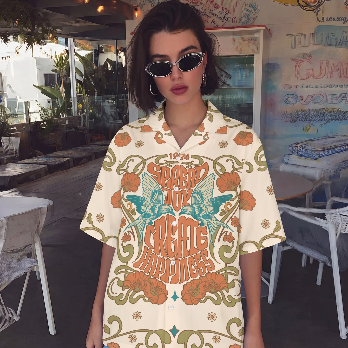 Spread Joy Create Happiness Kindness Peace Women's 3D Hawaiian Shirt