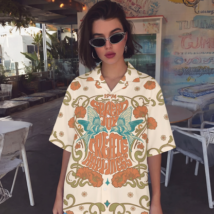 Spread Joy Create Happiness Kindness Peace Women's 3D Hawaiian Shirt
