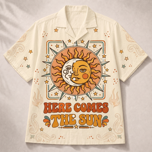 Here Comes The Sun Sun & Moon Women's 3D Hawaiian Shirt