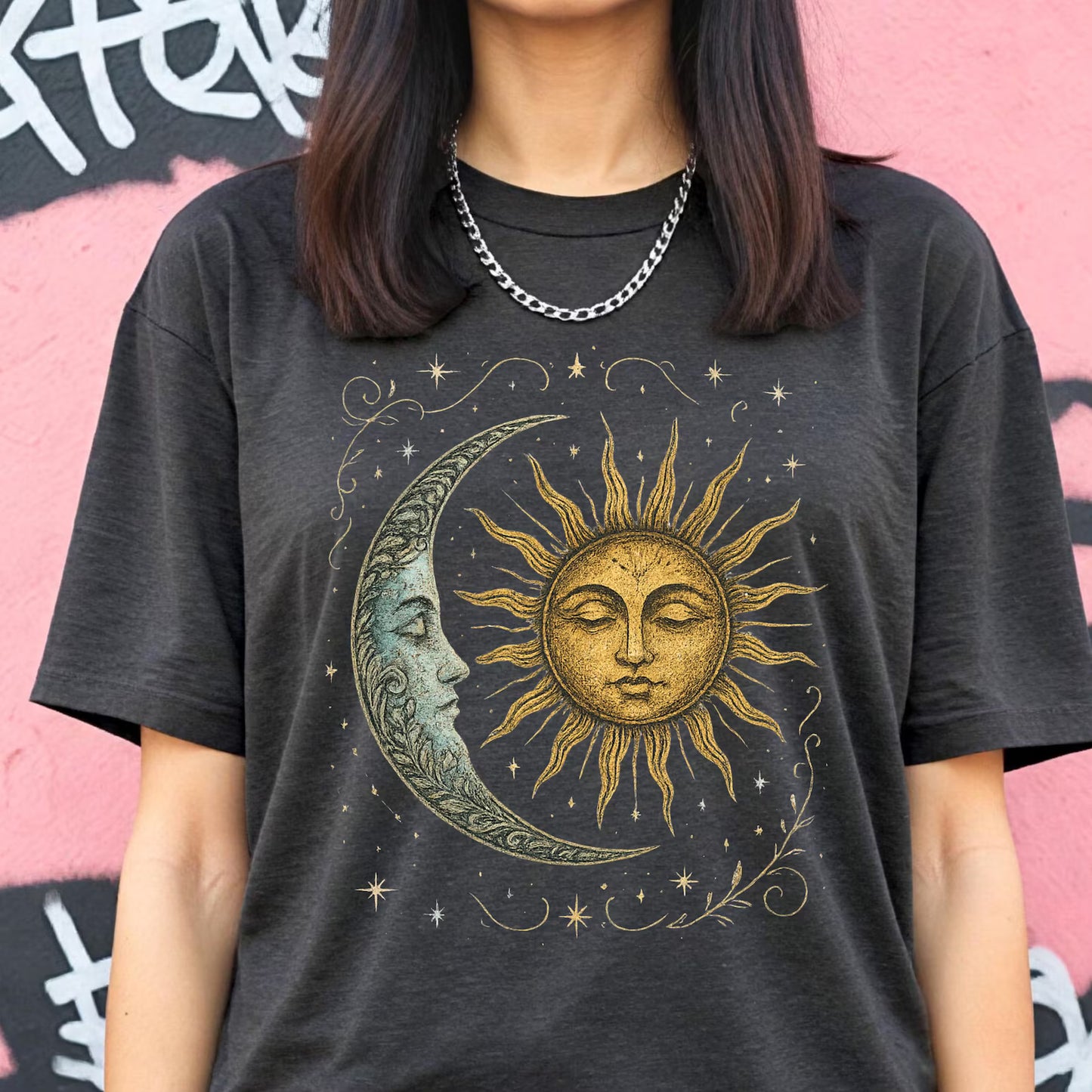 Sun Moon Cosmic Sun Women's Groovy Tee