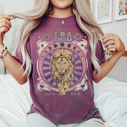 Leo zodiac Comfort Colors tee - Berry