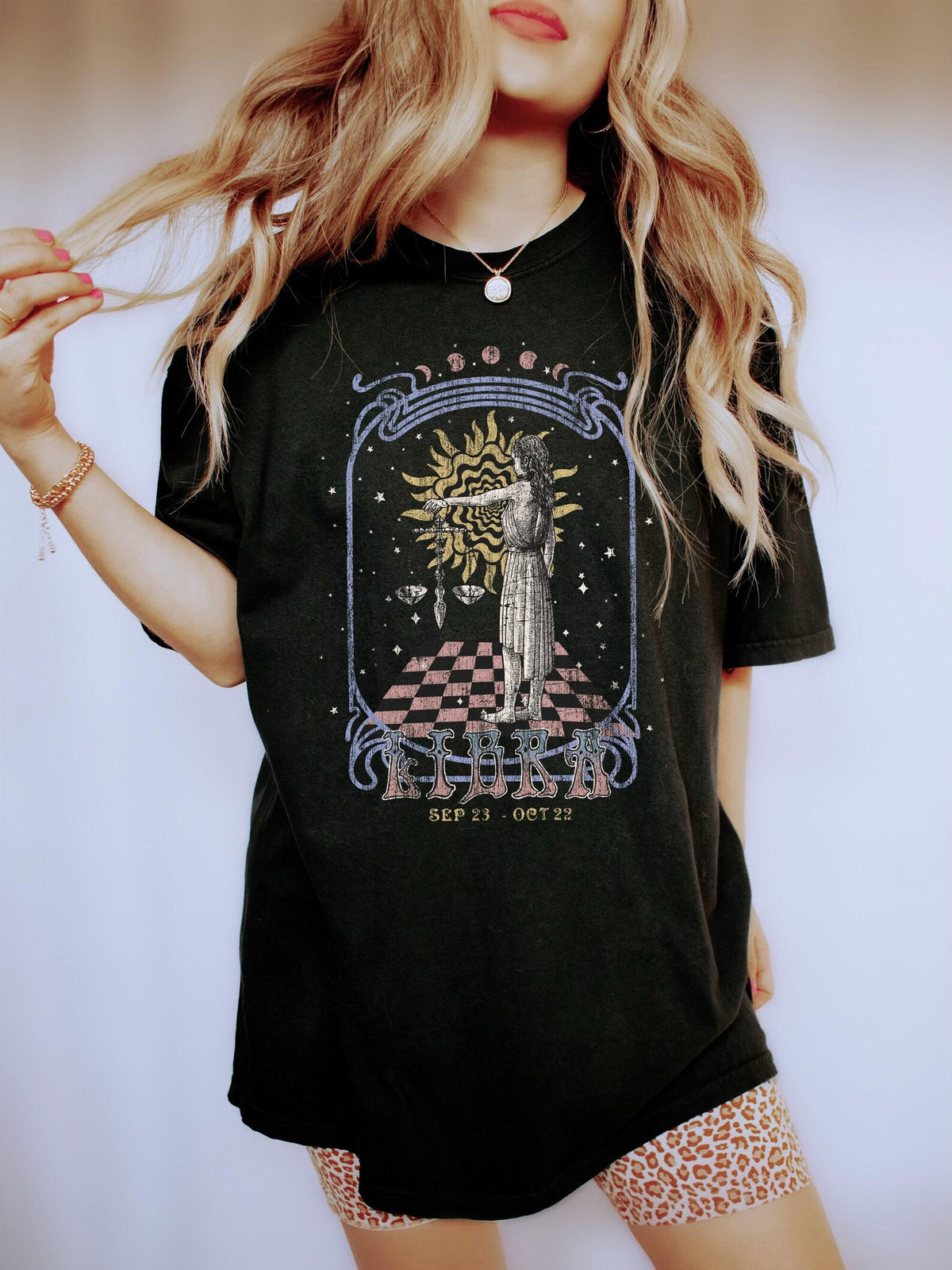 Libra zodiac Comfort Colors tee - Black