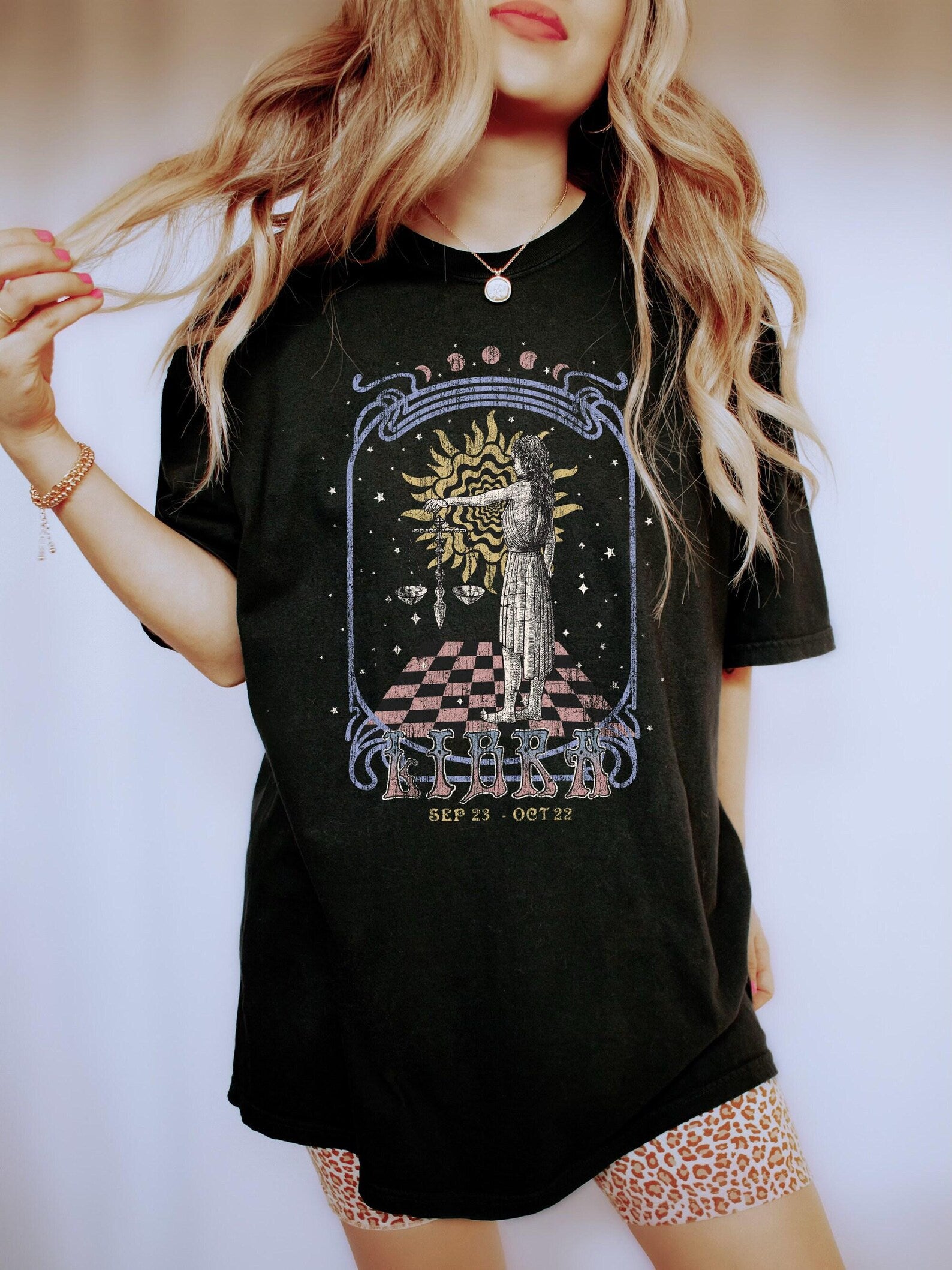 Libra zodiac Comfort Colors tee - Black