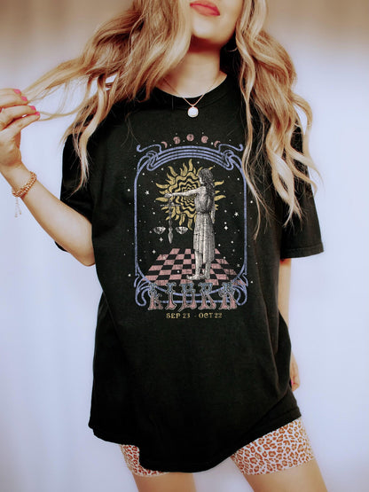 Libra zodiac Comfort Colors tee - Black