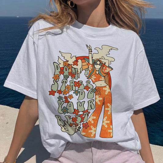Don't Stress Do Your Best Empowerment Women's Groovy Tee