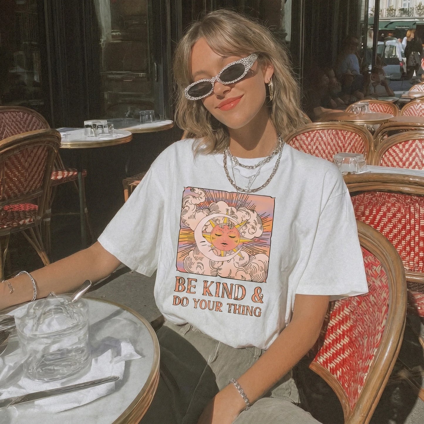 Be Kind Do Your Thing Kindness Peace Women's Groovy Tee