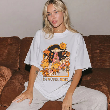 I'm Outta Here Wildflowers Women's Groovy  Tee