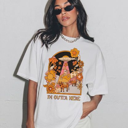 I'm Outta Here Wildflowers Women's Groovy  Tee