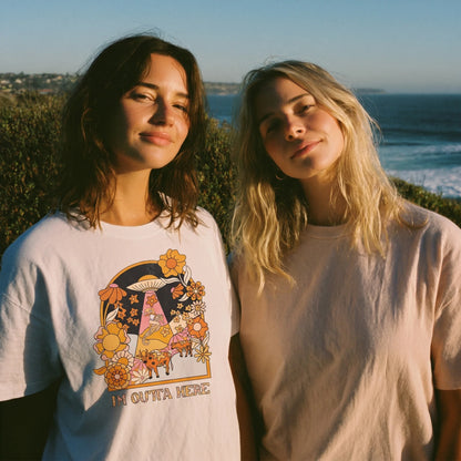 I'm Outta Here Wildflowers Women's Groovy  Tee