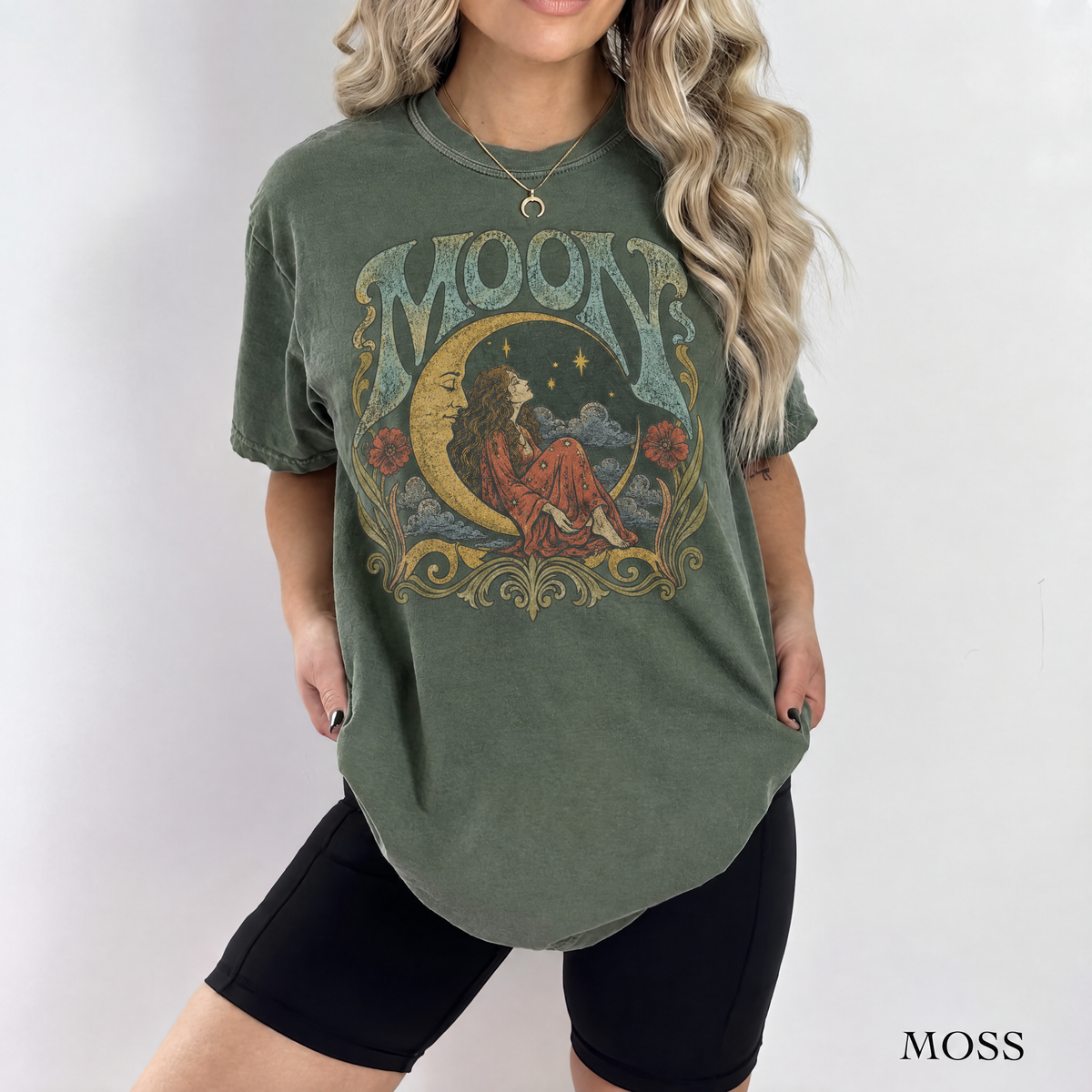 Moon Child Comfort Colors tee - Moss