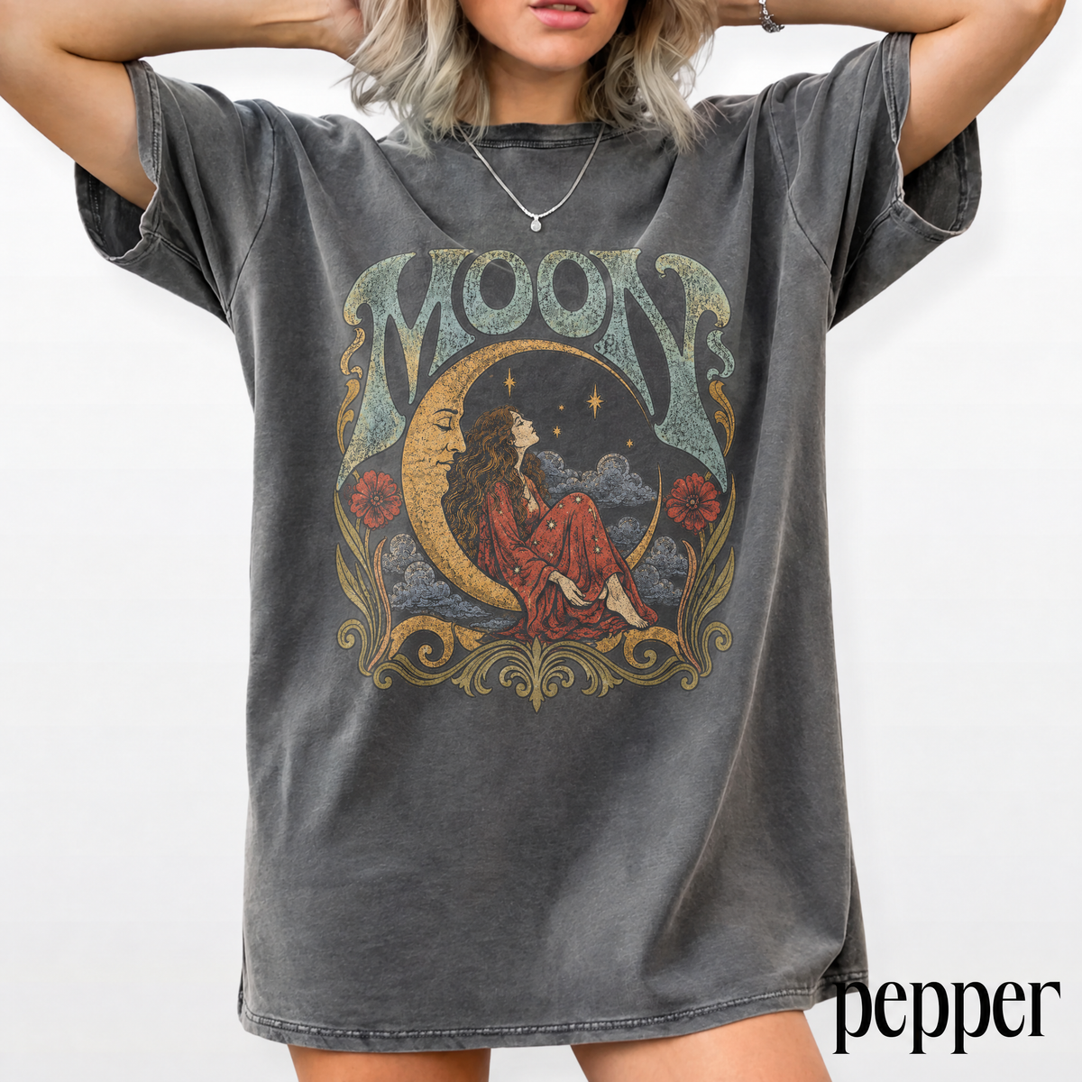 Moon Child Comfort Colors tee - Pepper