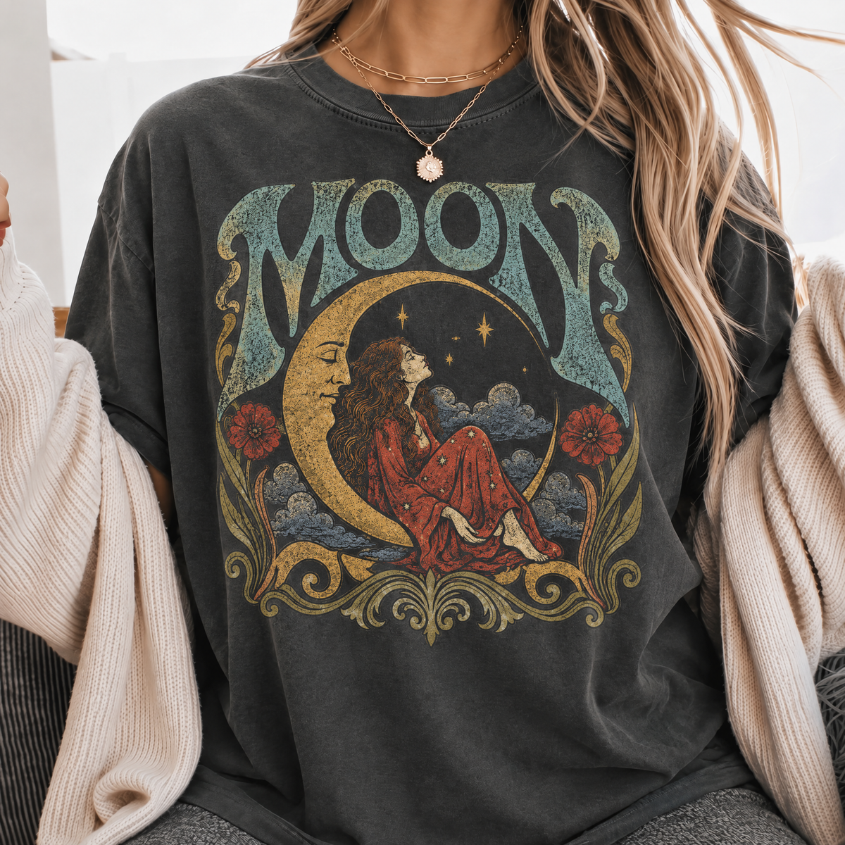 Moon Child Comfort Colors tee - Pepper