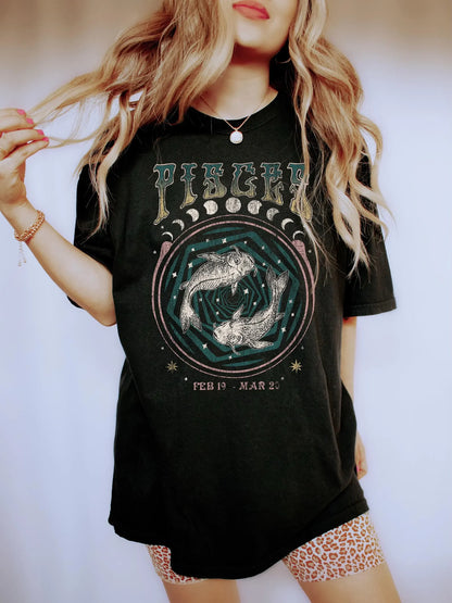 Pisces zodiac Comfort Colors tee - Black