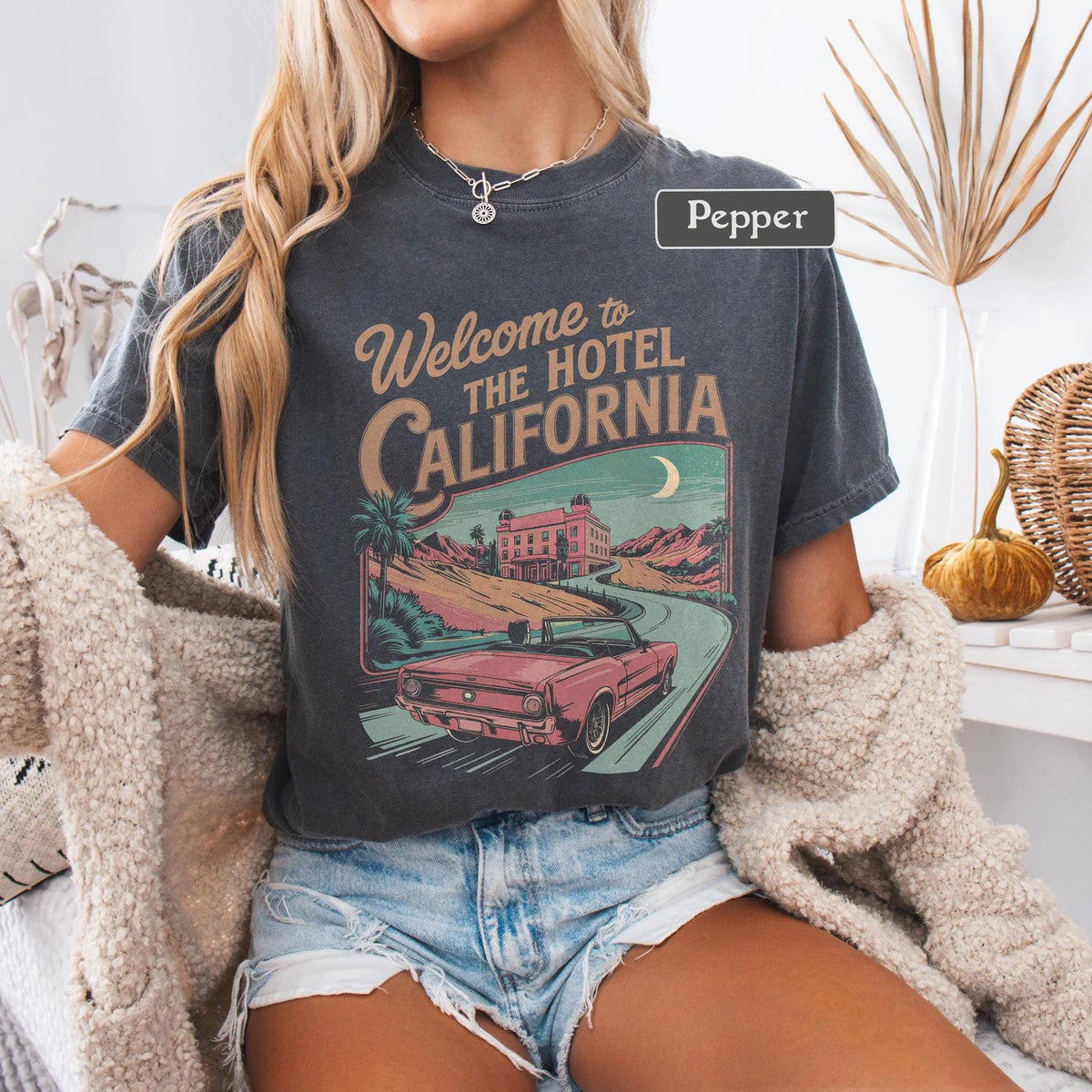 Retro 70s Rock California Comfort Colors tee - Pepper