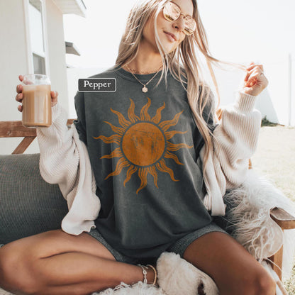 Retro Sun Comfort Colors tee - Pepper