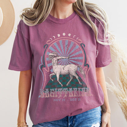 Sagittarius zodiac Comfort Colors tee - Berry