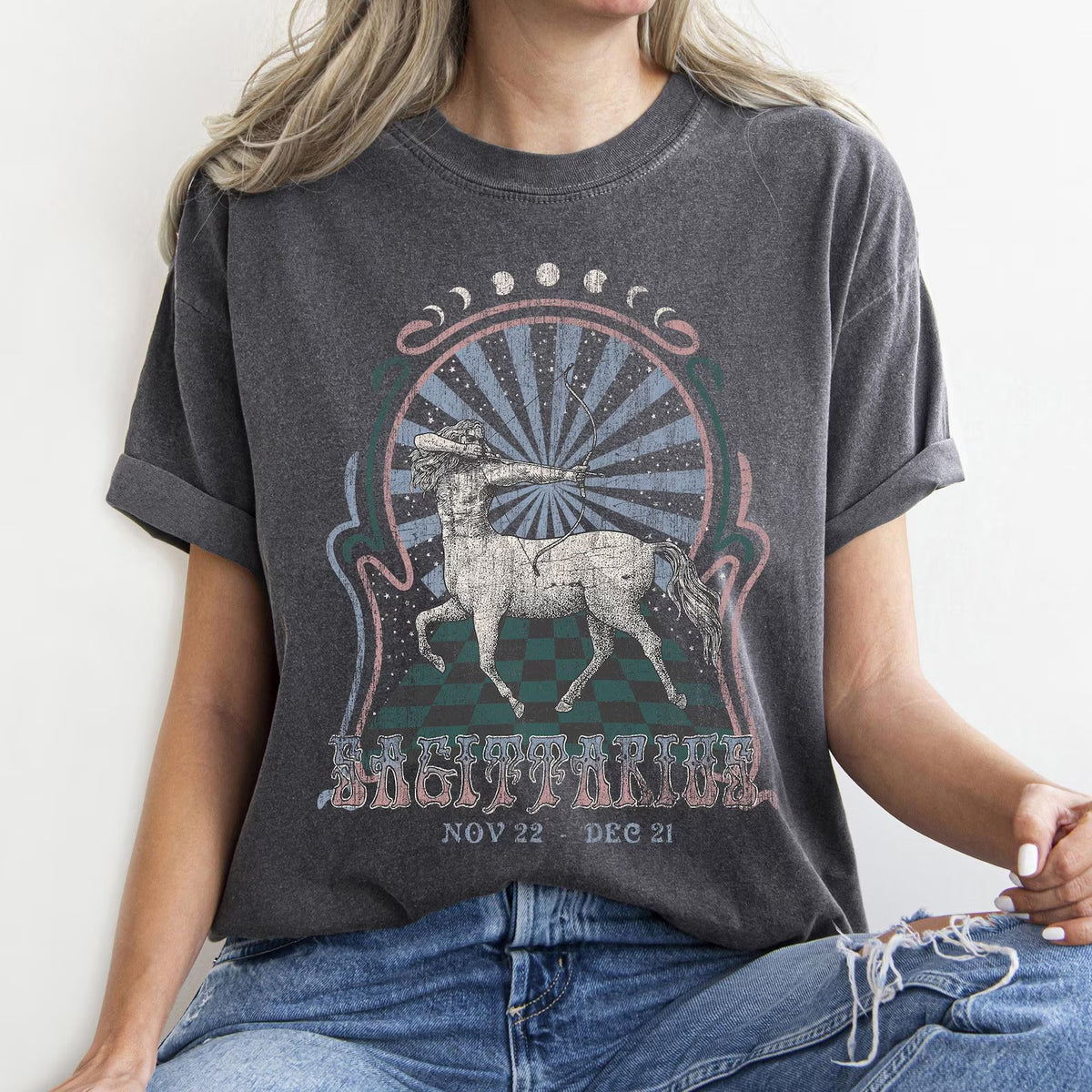 Sagittarius zodiac Comfort Colors tee - Pepper
