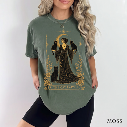 The Cat Lady Tarot Card Women's Groovy Tee Comfort Colors