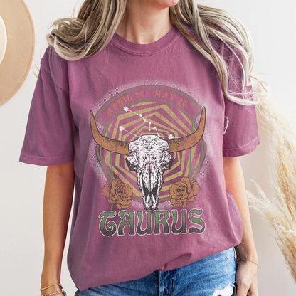 Taurus zodiac Comfort Colors tee - Berry