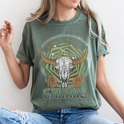 Taurus zodiac Comfort Colors tee - Moss