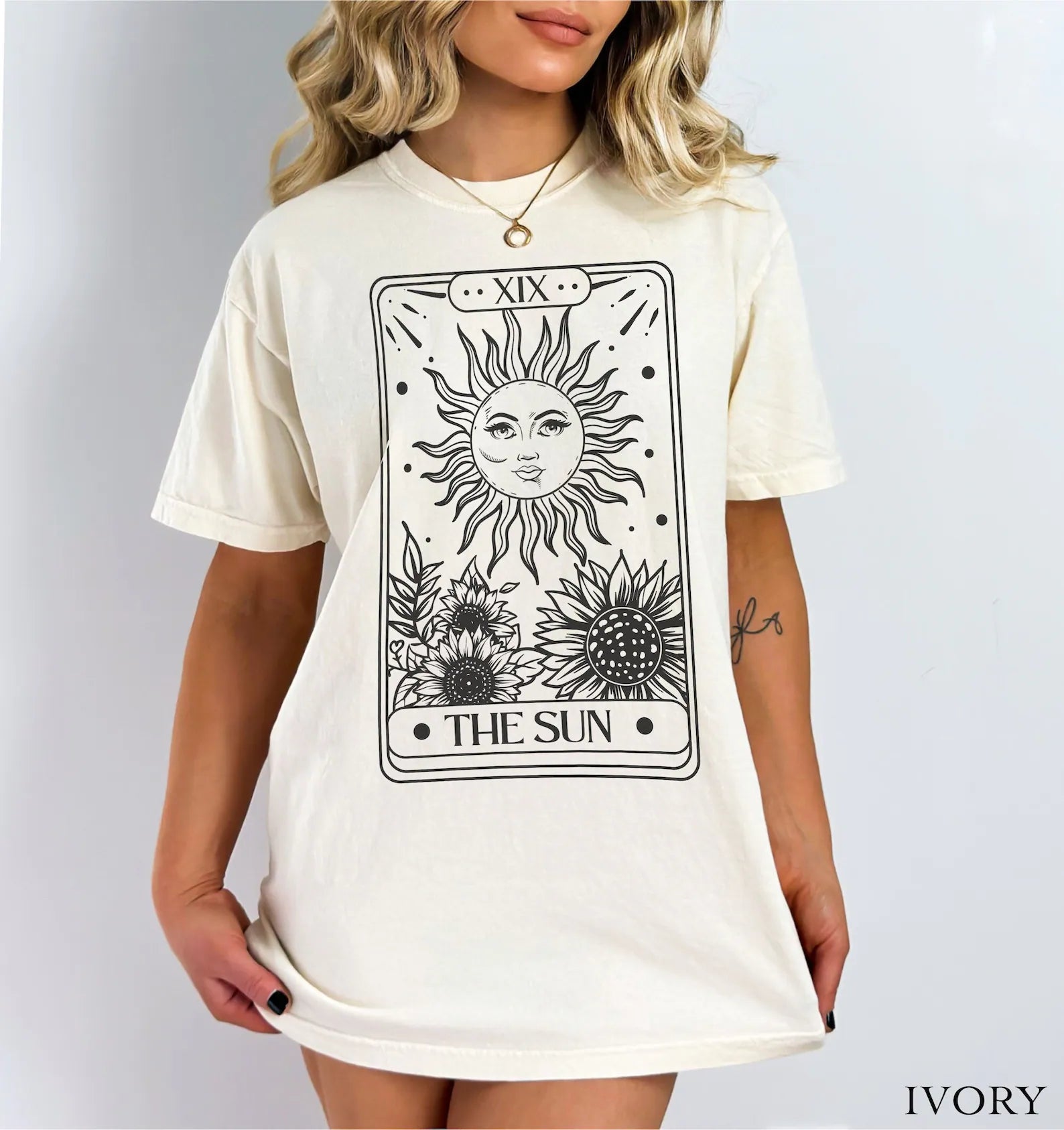 The Sun Tarot Card Comfort Colors tee - Ivory
