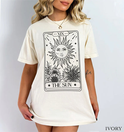 The Sun Tarot Card Comfort Colors tee - Ivory