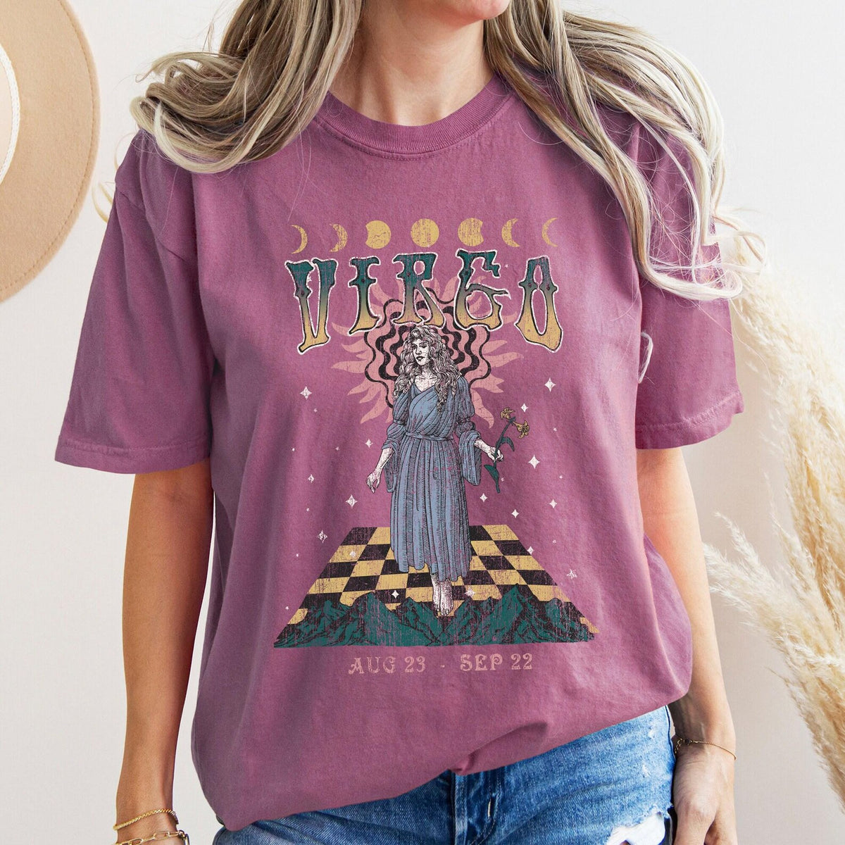 Virgo zodiac Comfort Colors tee - Berry