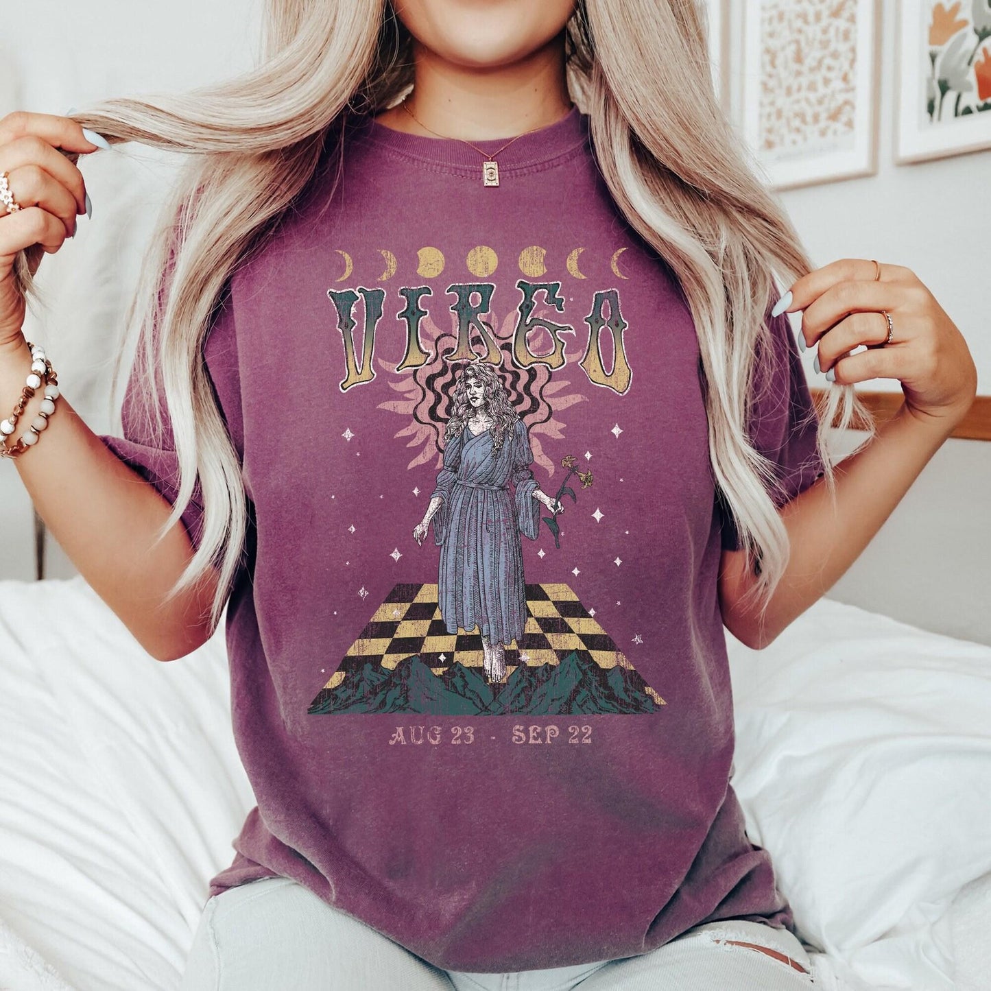 Virgo zodiac Comfort Colors tee - Berry