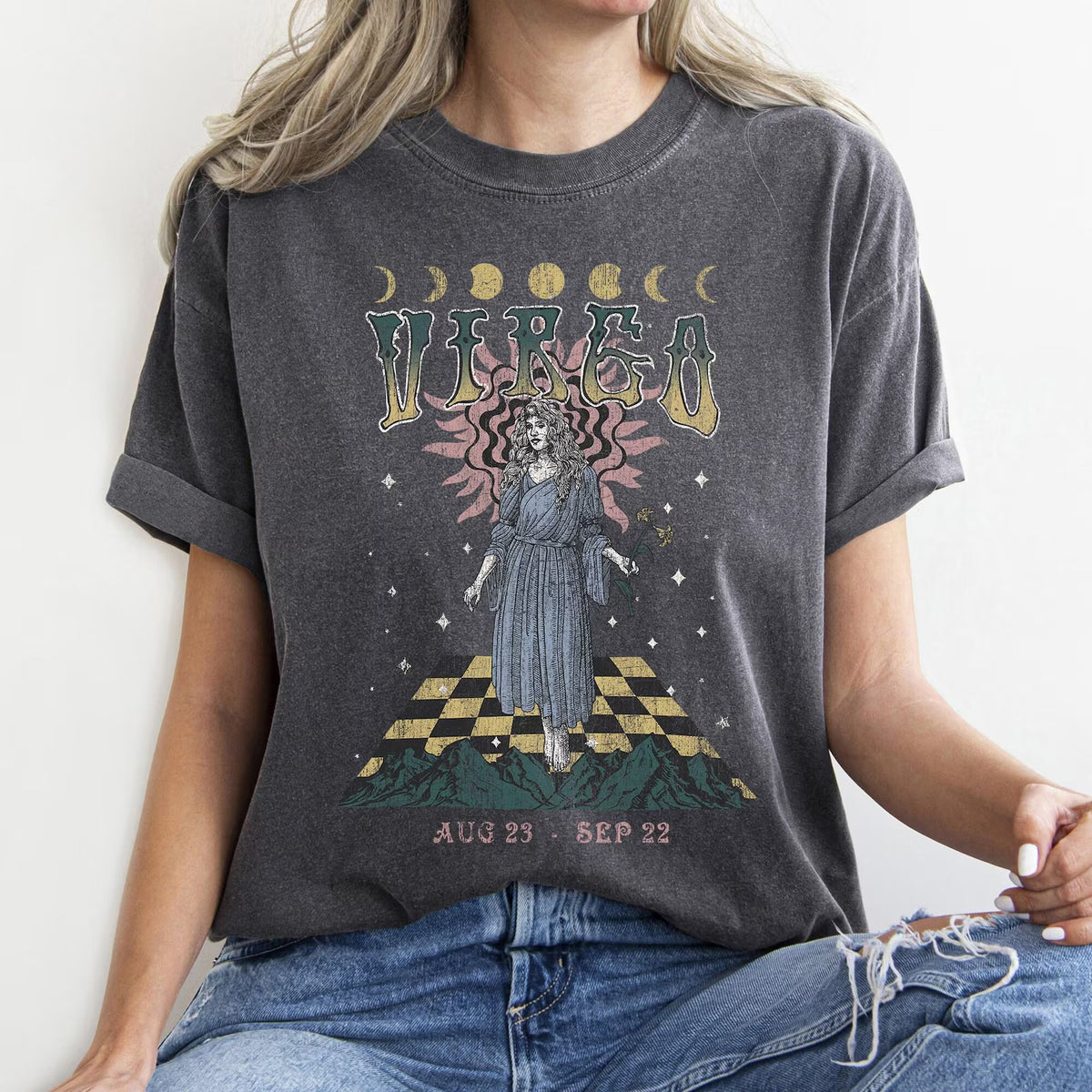 Virgo zodiac Comfort Colors tee - Pepper